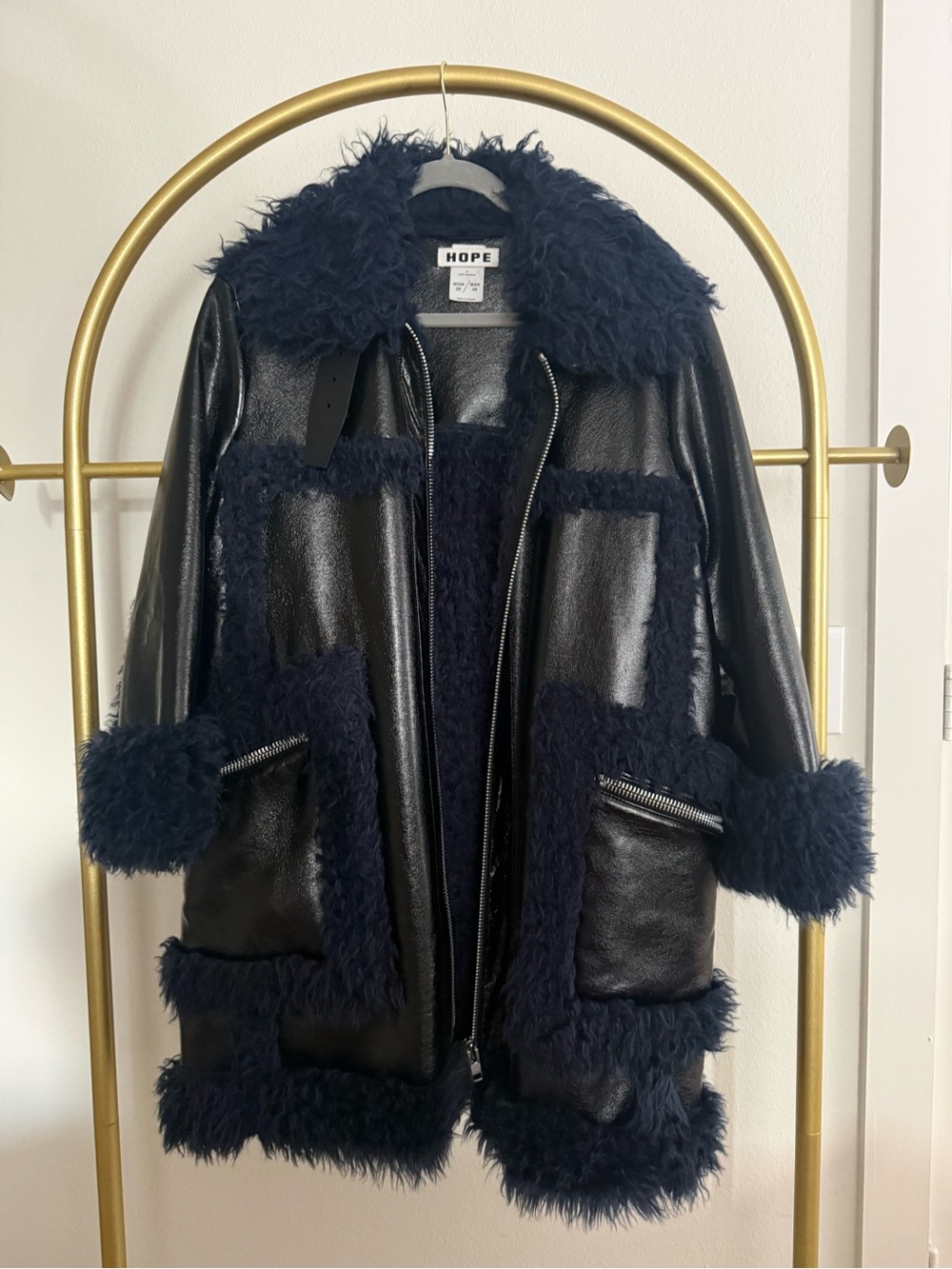 Hope Barbosa fur leather and fur shearling coat size 38